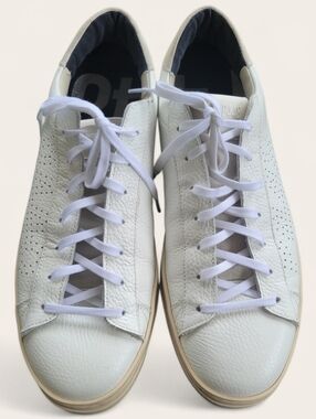 P448 White Leather Sneakers with Cream Soles